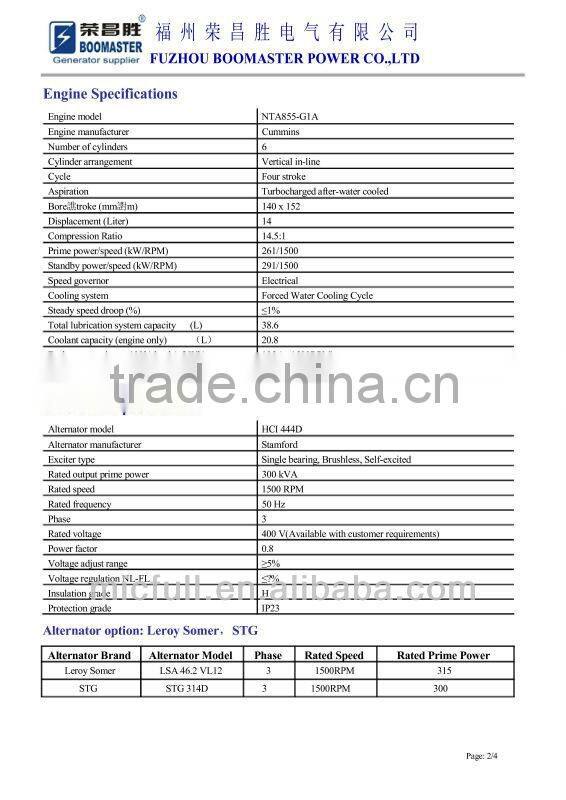 generator 600kva with CUMMINS engine and STAMFORD alternator