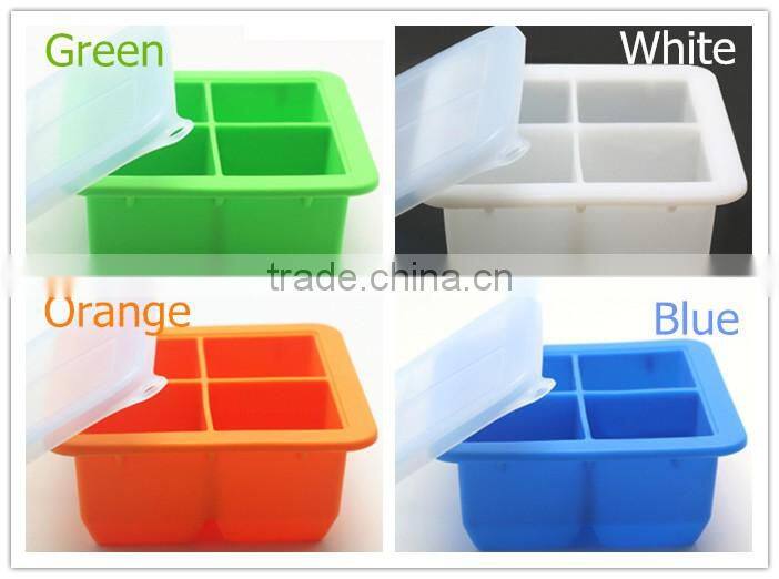 Four cavity Custom silicone ice tray/Food storage box/Cake baking mold