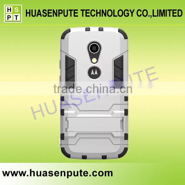Wholesale 3 in1 Robot Silicon Rubber + Hard Plastic Stand Case for Moto G2
