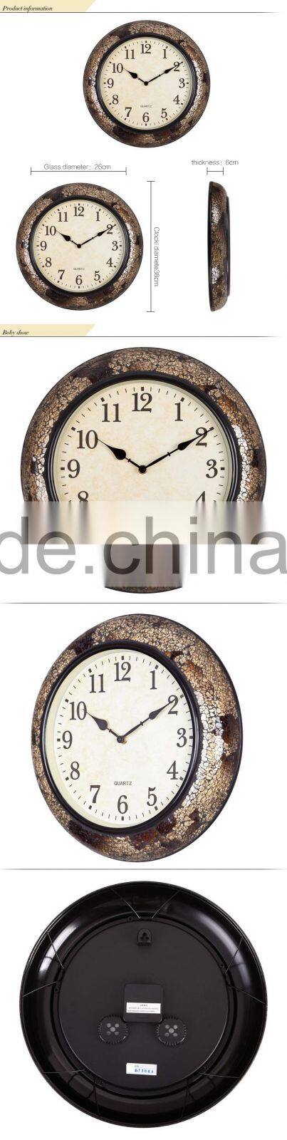 15" Handmade Antique Mosaic Decorative Oversized Design Wall Clock