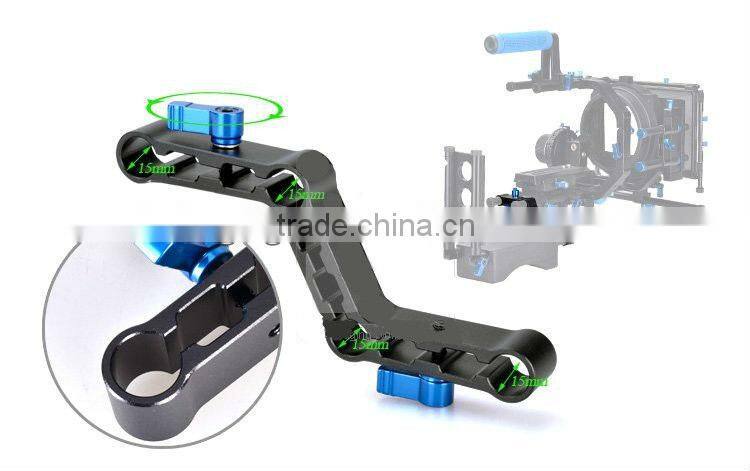 Pro Z-Shape Offset Raiser for 15mm rod clamp DSLR Rig rail system 5D2 camera kit