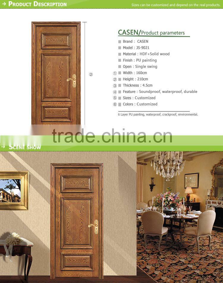 Antique multi panels birch wood door design interior for house decoration