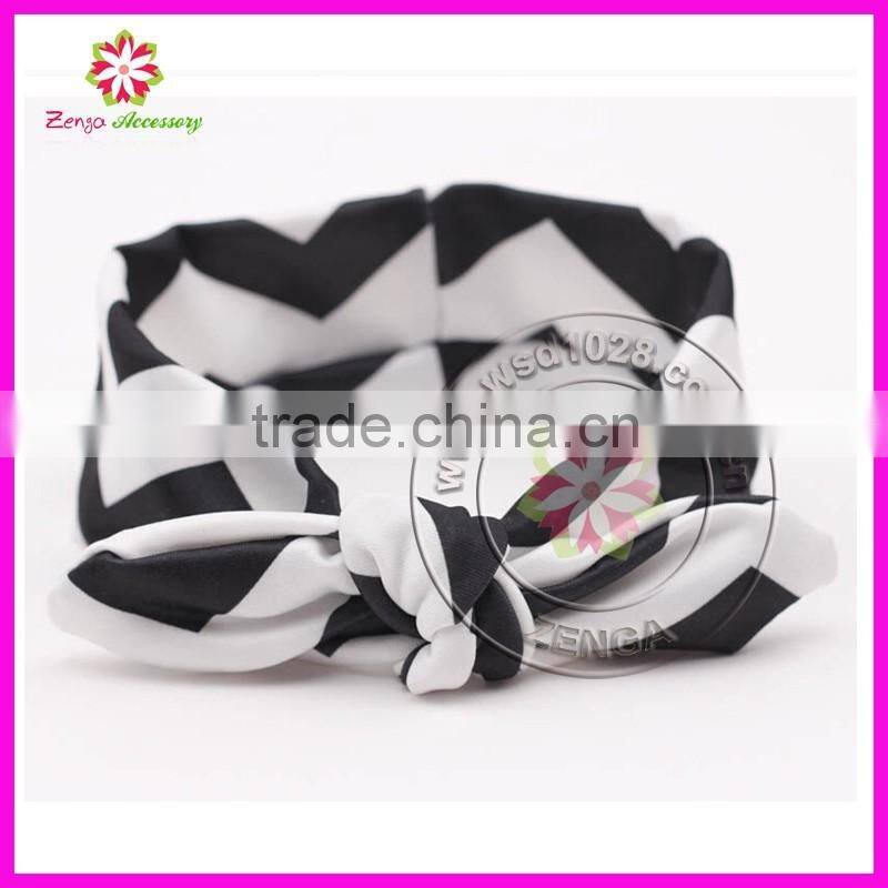 Chevron printed cat ear cotton headband, chevron cotton headband, chevron cotton elastic hairband