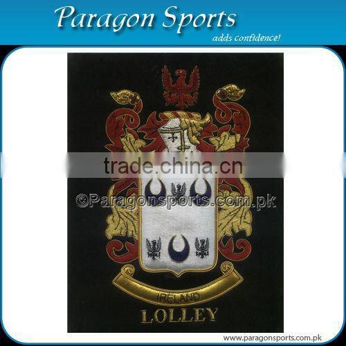 Bullion Wire & Silk Thread Hand Embroidered Family Crest Teeter Badge Emblem