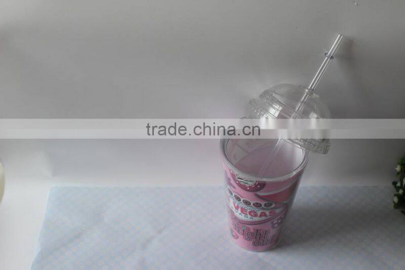 16oz double plastic and paper inserted advertisement mug