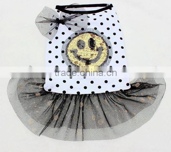 Puppy Pet Clothes Summer Dog Cute Smiling Face Round Dot Little Skirt XS-XL 16693