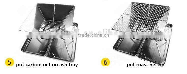 outdoor stainless steel foldable picnic BBQ carbon furnace
