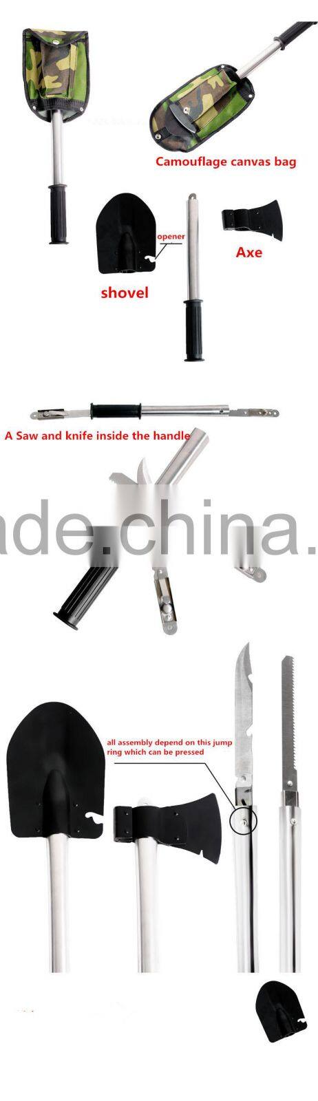 mini portable outdoor camping multi functional spade axe saw knife