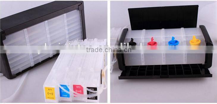 Compatible 250ml and 1000ml CISS ink system for HP X451 X551 X476 X576 (970/971) with resettable chips showing ink level