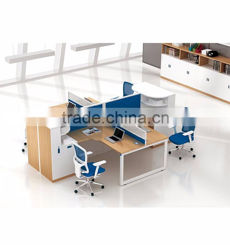 Executive Office Desk with 4 Partitions Division Office Furniture Table Designs 4 People Office Desk