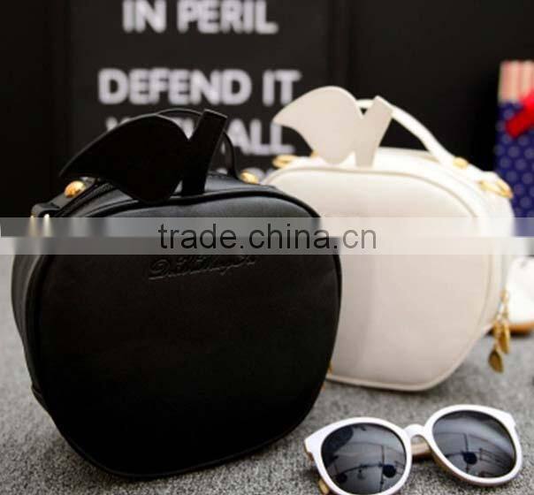 Manual simple design ladies apple pattern pu shoulder bag