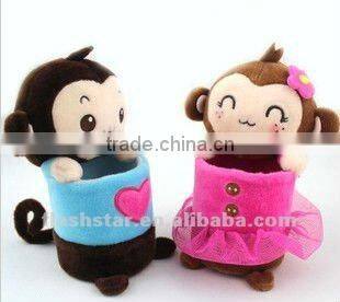 2013 New design-cartoon monkey plush pen container
