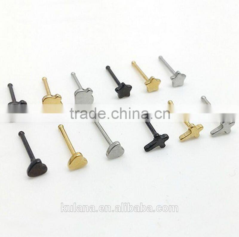 Black Stoving varnish punk dumbbell stainless steel 316 stud earring