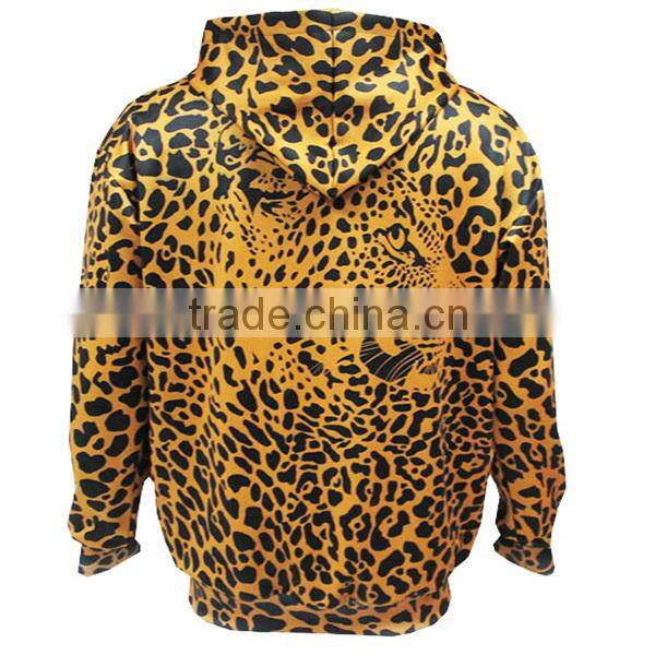 Custom fleece women leopard hoody with dye sublimation printed hoodies