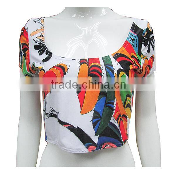 Wholesale 2015 New Arrival Women Sexy Clothing sublimation Crop Top