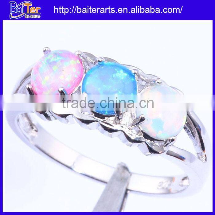 Hot !Custom 925 Sterling Silver Bridal Set Opal Engagement Rings