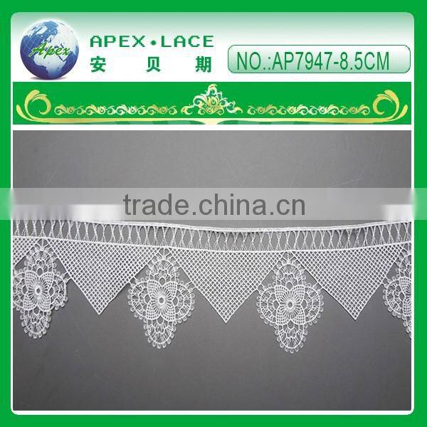 Embroidery polyester lace trim with scallop on both side AP7942