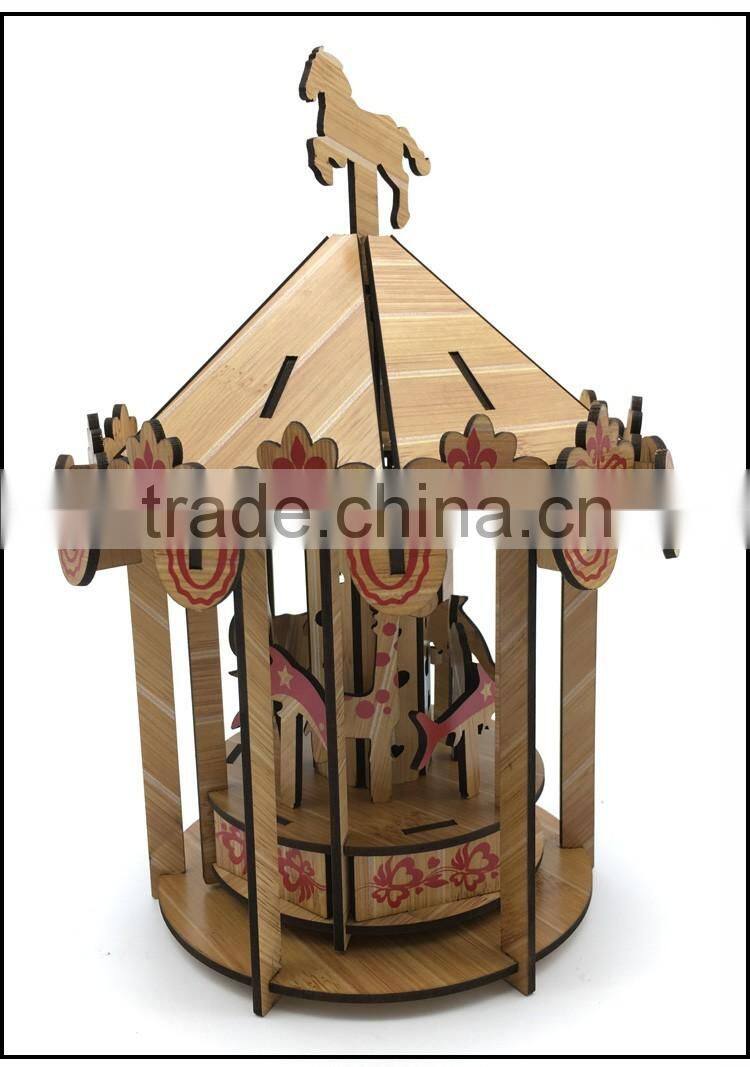 Wooden Mini Merry-go-round Model