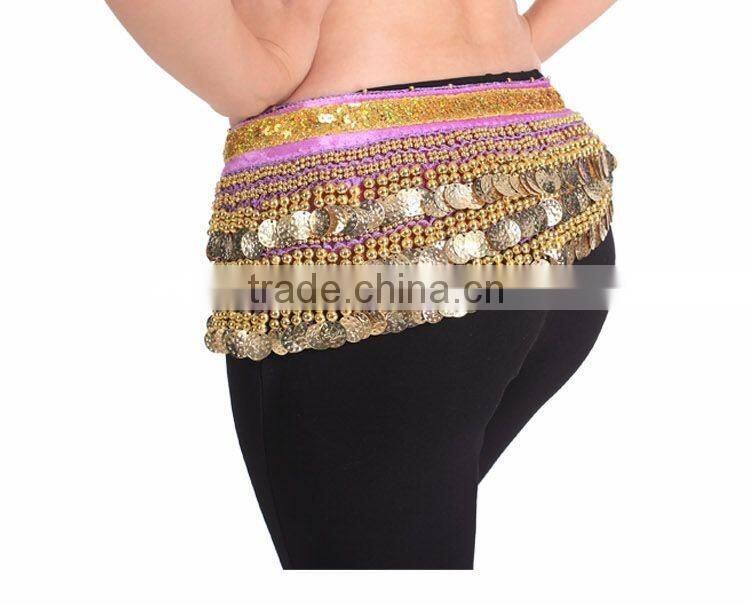 2016 Cheap New Women Belly Dance Coin Belts Belly Dancing Hip Scarf for Sale 10 Colors Available