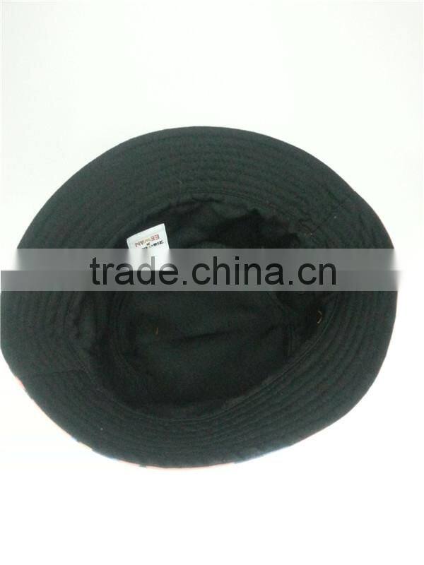 custom reversible bucket hat with woven label patch logo