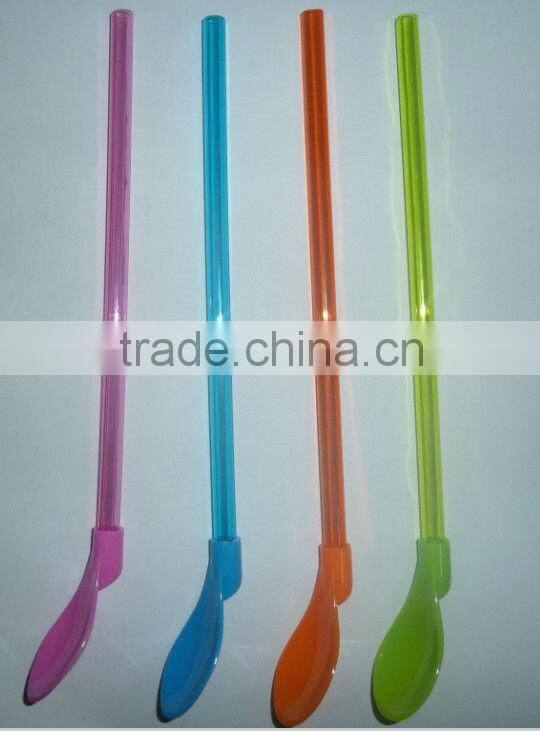 Straw/plastic drinking straw with spoon/hard plastic drinking straw/wide plastic drinking straw