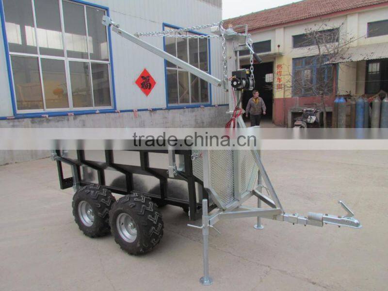 ATV Quad forest timber trailer with electric winch crane
