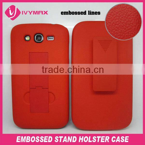 2013 new products mobile phone accessory for samsung grand duos i9082 embossed flip holster combo case