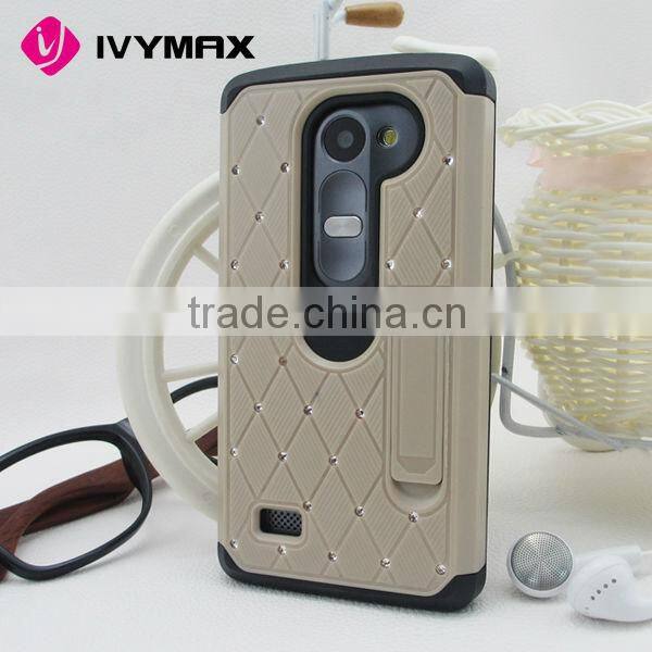 Hot selling models diamond stand cover case for lg c40 leon