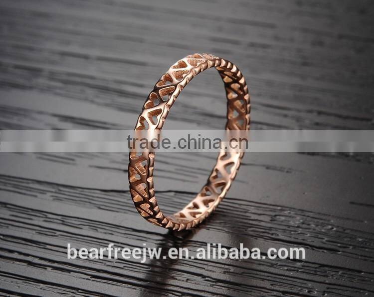 Fashion Women Rose Gold Plated 316L Stainless Steel High Polished Camellia Pierced Ring