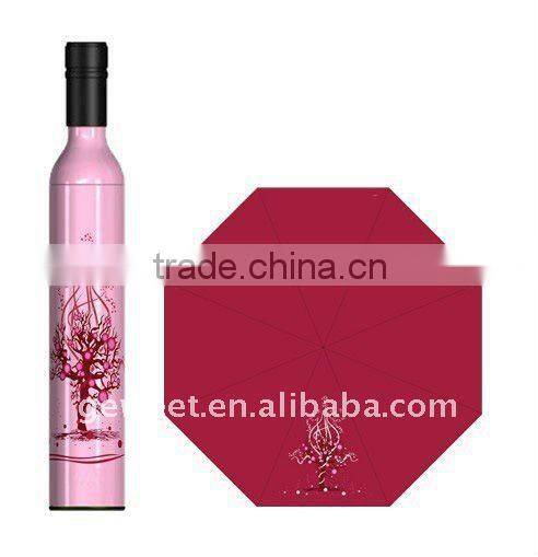 Xiamen 2014 fashion 3 fold wine bottle umbrella