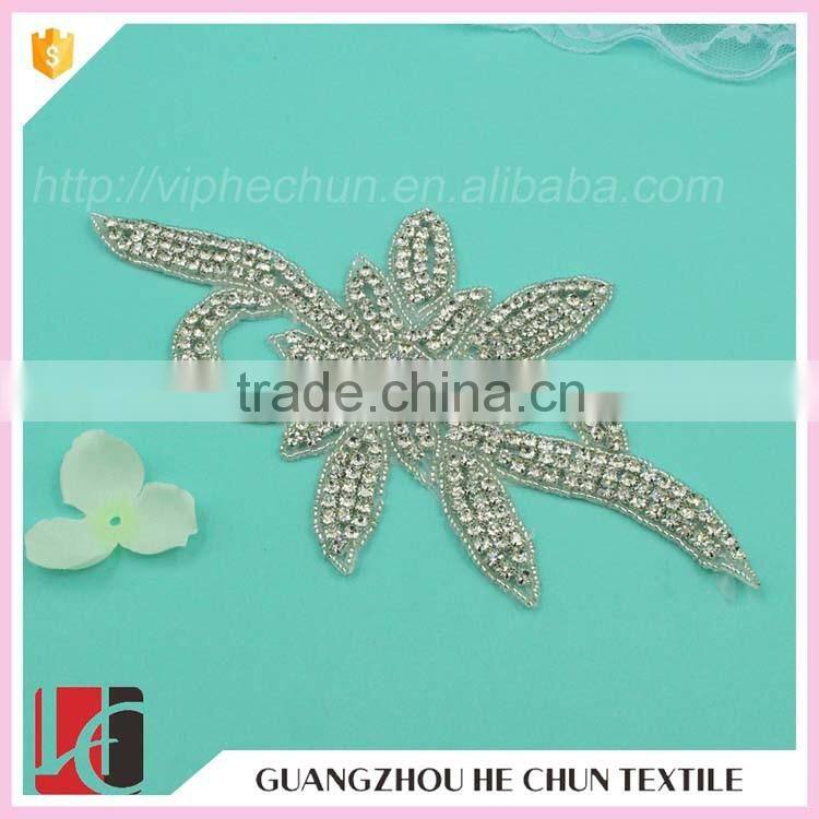 HC-3482 Hechun Hot Fix Crystal Beaded Lace Applique for Bridesmaid Dress
