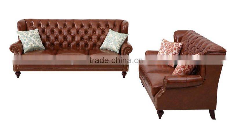 antique home leather upholstery furniture sofa set with high quality