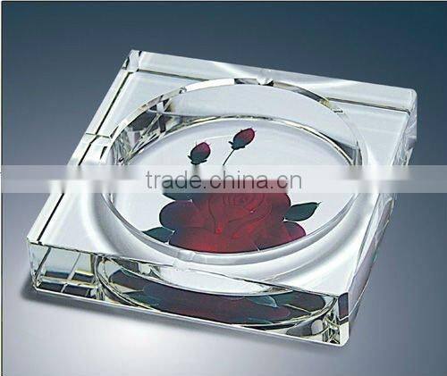 New Design mordern square Rectangle engraved Crystal Ashtray