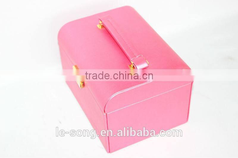 portable rectangle pink grand jewelry box