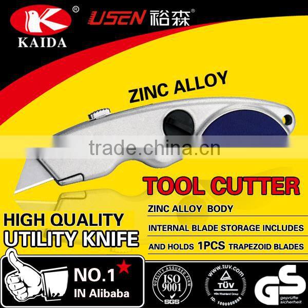 tool cutter 3pcs Trapezoid blade Zinc alloy Auto Retractable Utility Cutter Knife