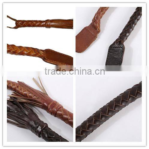 strong and durable horse riding leather whip with real cow hide for farmland