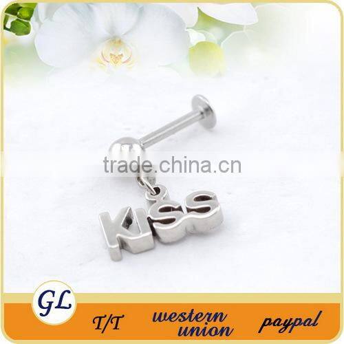 fashion stainless steel with crystal skull lip piercing