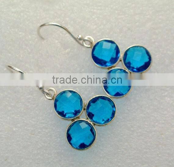 Blue quartz Round Gemstone Earrings
