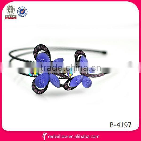 Western popular fancy blue crystal headband with butterfly