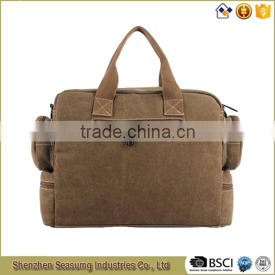 High Quality Canvas Business Handbag with Real Leather Trim