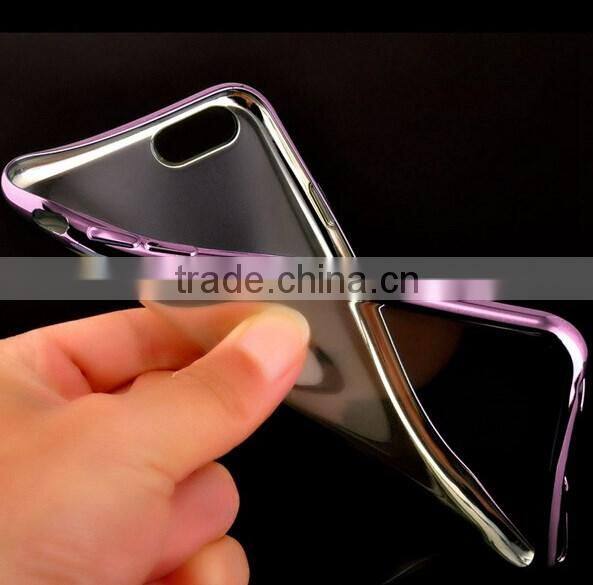 Luxury ultra slim Gold plating crystal clear tpu case for iphone 6 transparent soft phone bag cover