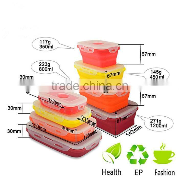 4 Pack (350ML , 540ML , 800ML , 1200ML)Fashionable & Stackable Food Storage Containers, silicone collapsible lunch box