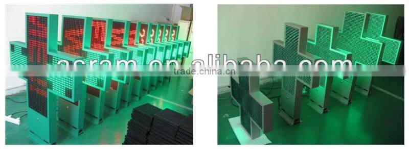 Outdoor Green 3D LED Pharmacy Cross for pharmacy shop