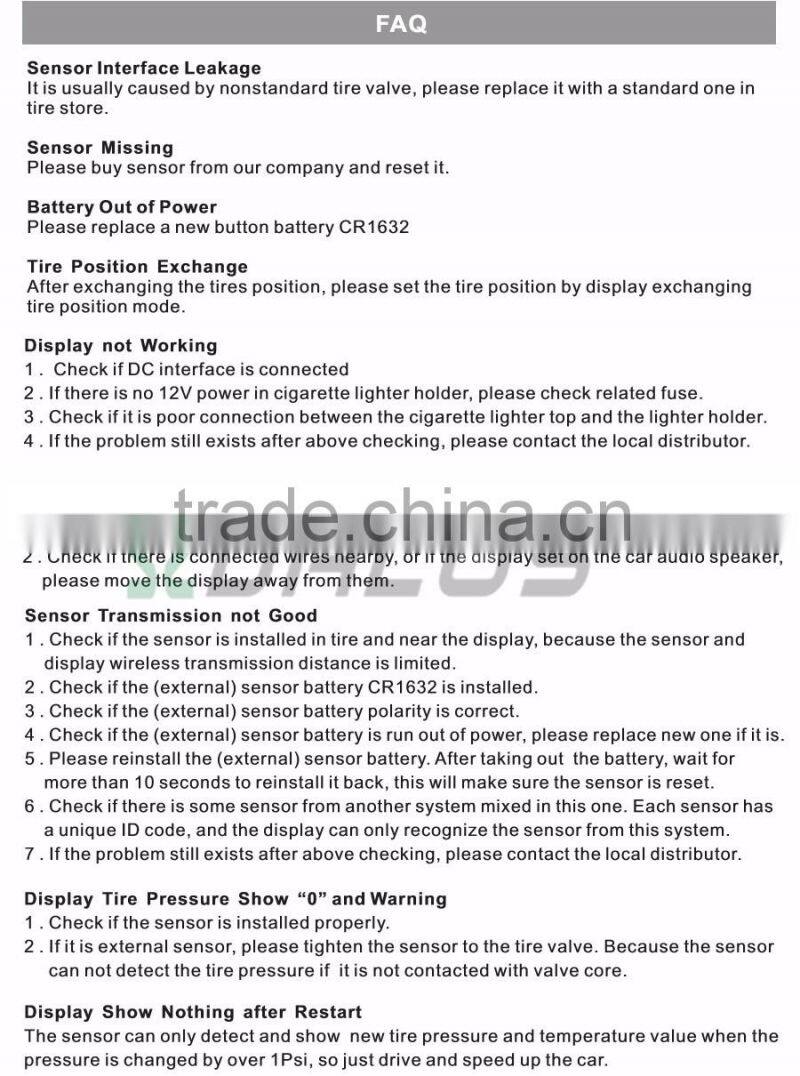 Hot Selling Solar Charging Tire Pressure Monitoring System Solar Power TPMS