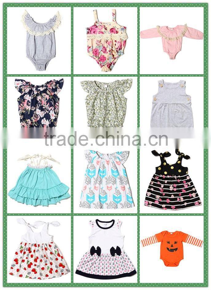 2016 Wholesale safe and comfortable stylish girl cotton grey classical baby rompers