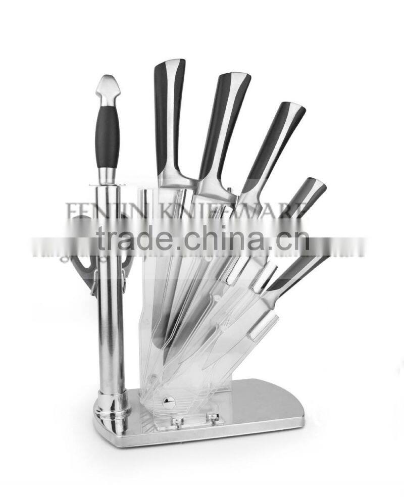 5PCS Stainless Steel Blade Kitchen Knife Set with Block