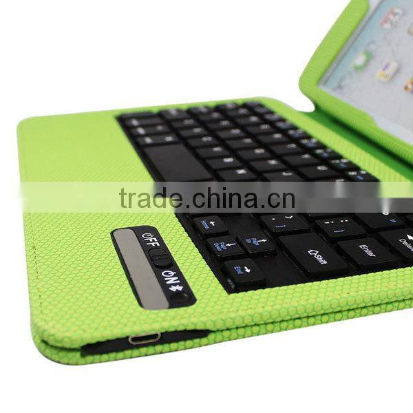 For ipad mini leather case bluetooth keyboard with supporter