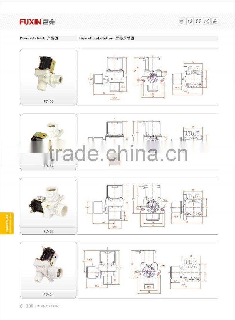 plastic 3/4 fitting electric water valve 240v
