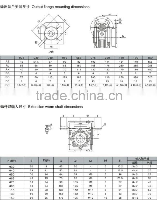 RV Series Cast Iron NMRV130 Worm Gearbox