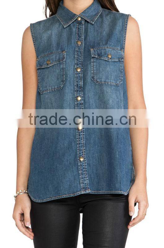 new designer sleeveless denim women vest JXF032